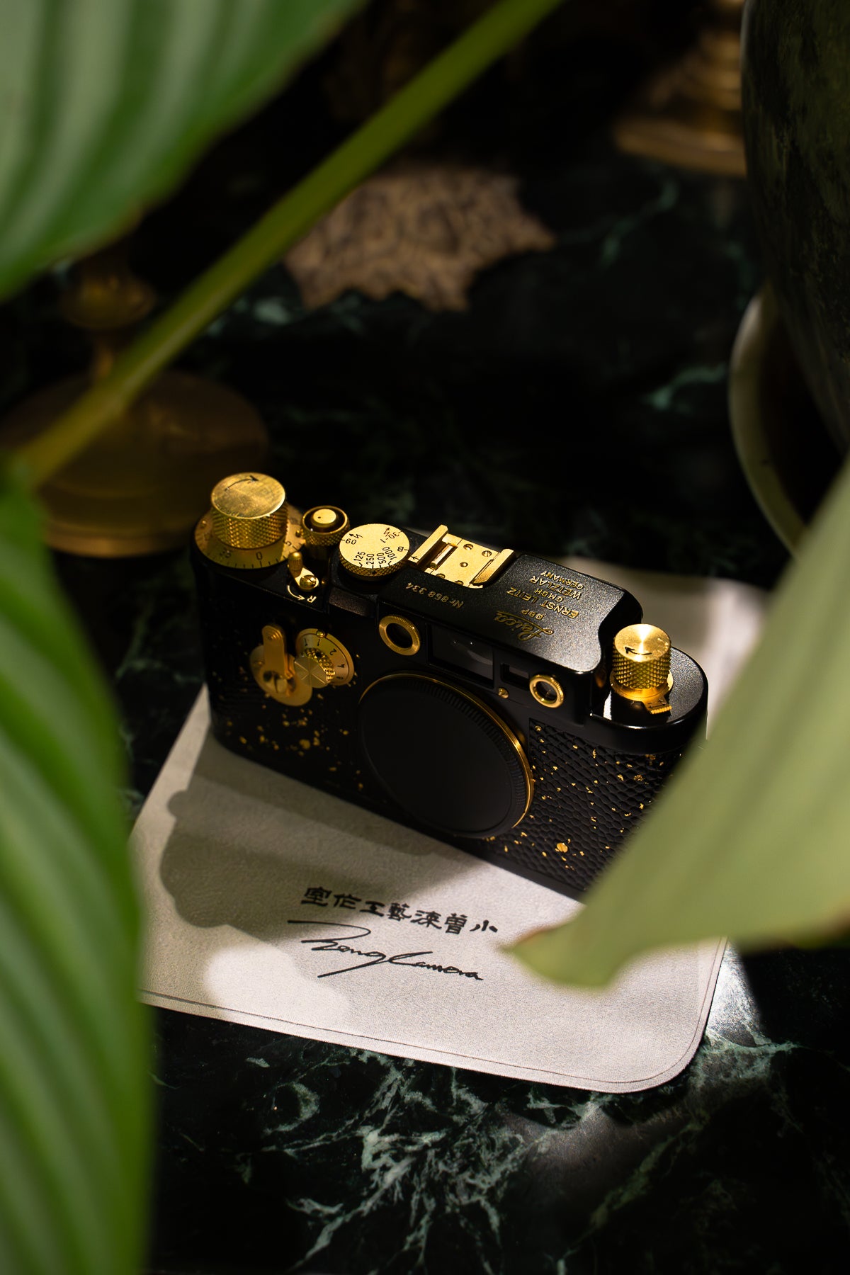 IIIG 24K Golden Customization,Leather art replacement with gold sprinkled lizard skin material/black