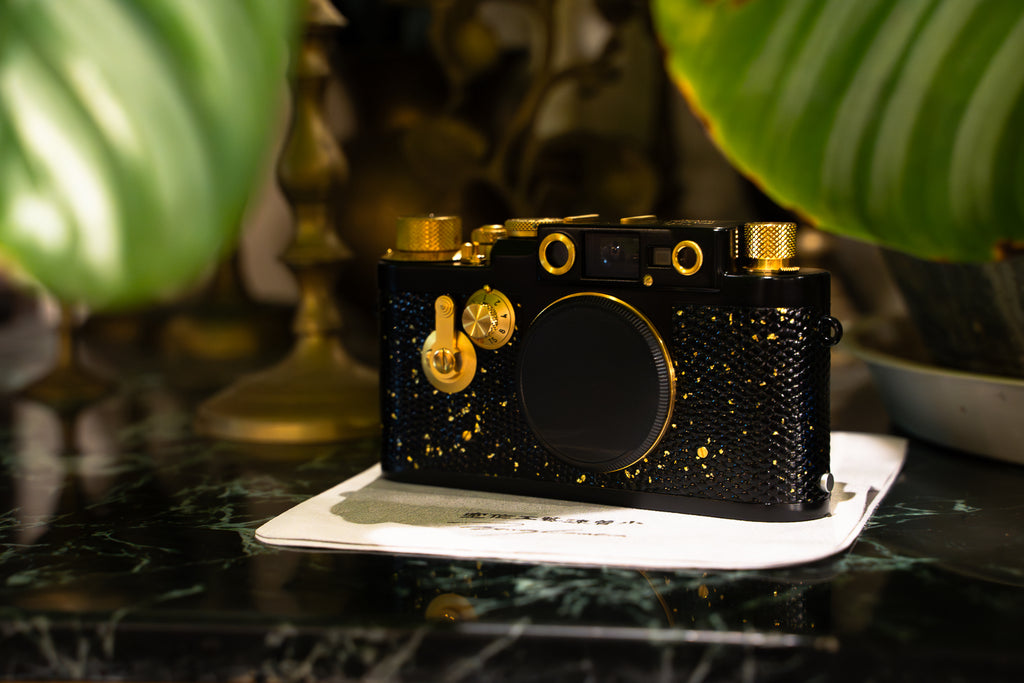 IIIG 24K Golden Customization,Leather art replacement with gold sprinkled lizard skin material/black