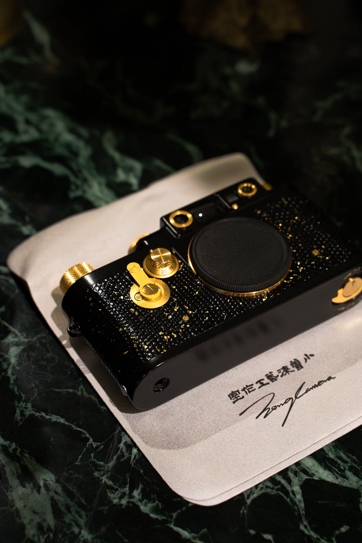 IIIG 24K Golden Customization,Leather art replacement with gold sprinkled lizard skin material/black