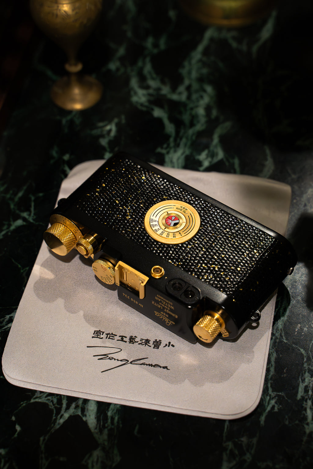 IIIG 24K Golden Customization,Leather art replacement with gold sprinkled lizard skin material/black