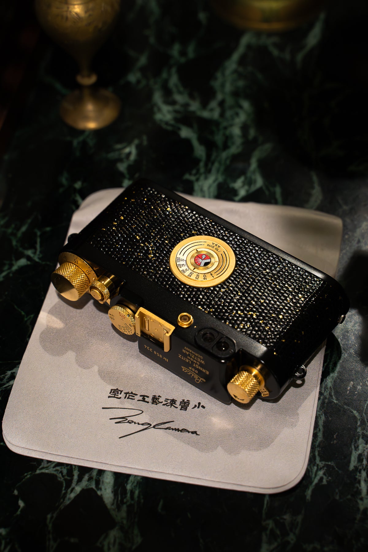 IIIG 24K Golden Customization,Leather art replacement with gold sprinkled lizard skin material/black