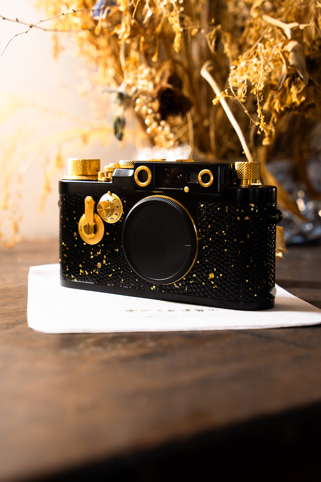 IIIG 24K Golden Customization,Leather art replacement with gold sprinkled lizard skin material/black